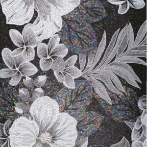 Handmade Flower Mosaic Art #174 | Botanical Tile Wall Decor