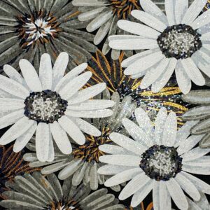 Handmade Flower Mosaic Art #176 | Botanical Tile Wall Decor