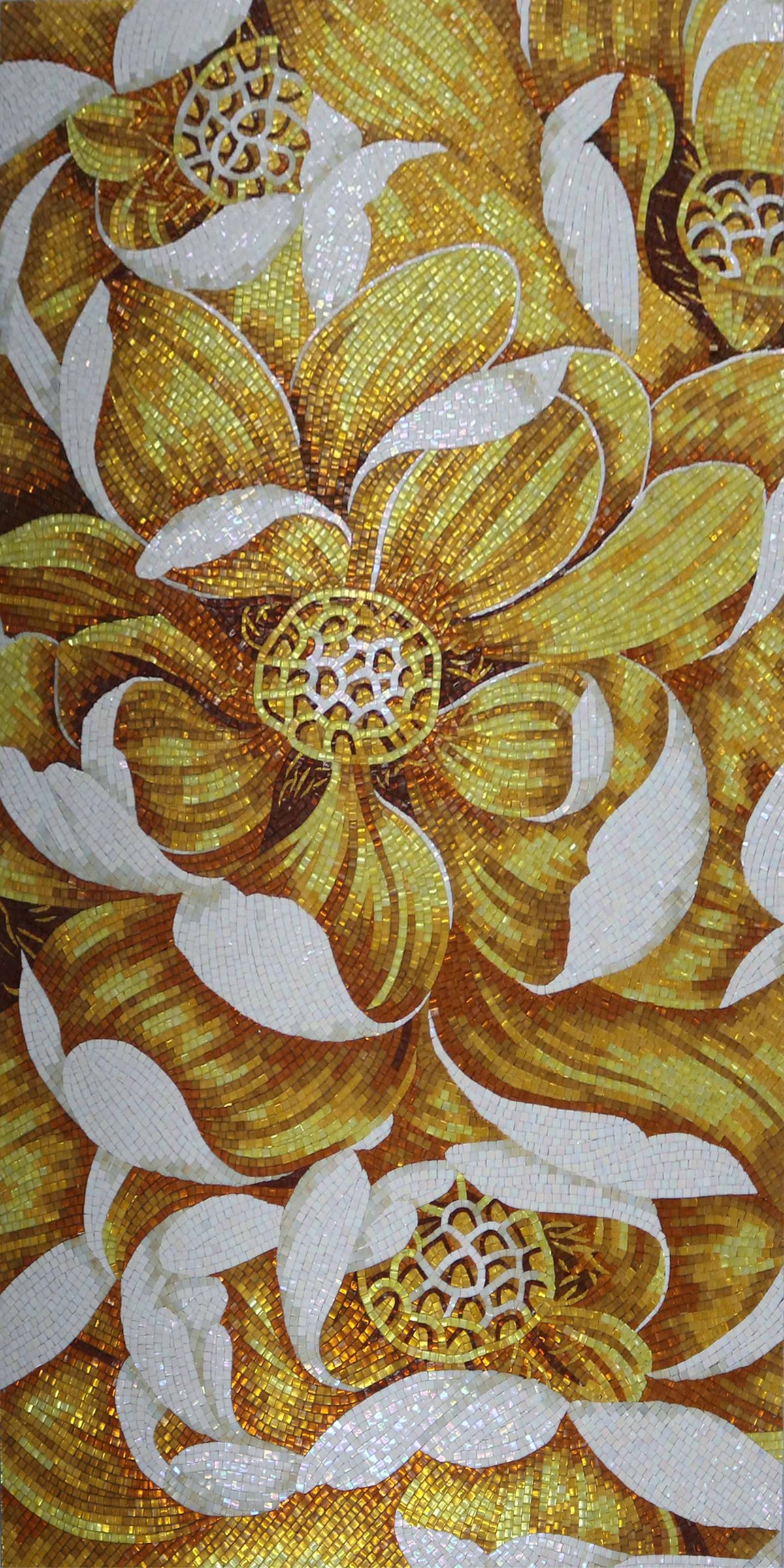 Handmade Flower Mosaic Art #178 | Botanical Tile Wall Decor