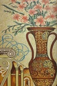 Handmade Flower Mosaic Art #181 | Botanical Tile Wall Decor