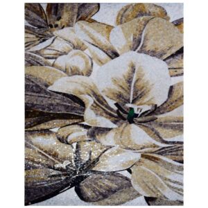 Handmade Flower Mosaic Art #184 | Botanical Tile Wall Decor