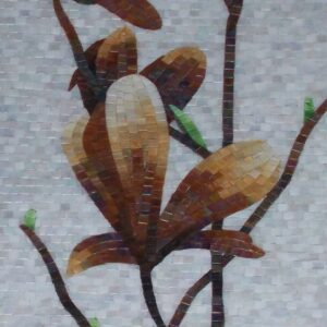 Handmade Flower Mosaic Art #185 | Botanical Tile Wall Decor