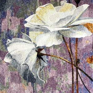 Handmade Flower Mosaic Art #186 | Botanical Tile Wall Decor