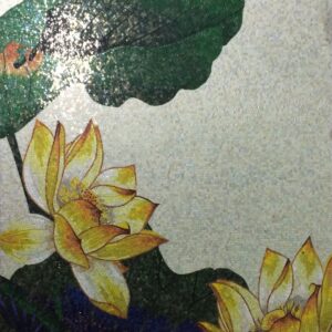 Handmade Flower Mosaic Art #188 | Botanical Tile Wall Decor