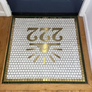 Custom Mosaic Typography | Designer Name Logo Art | Marble Floor & Wall Inlay
