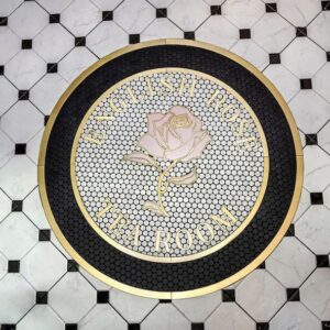 Bespoke Luxury Mosaic Text | Custom Typography Design | Metal Wall & Floor Feature