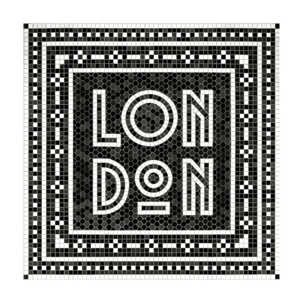 Custom Mosaic Lettering Floor LON Brand Design | BiliTiles