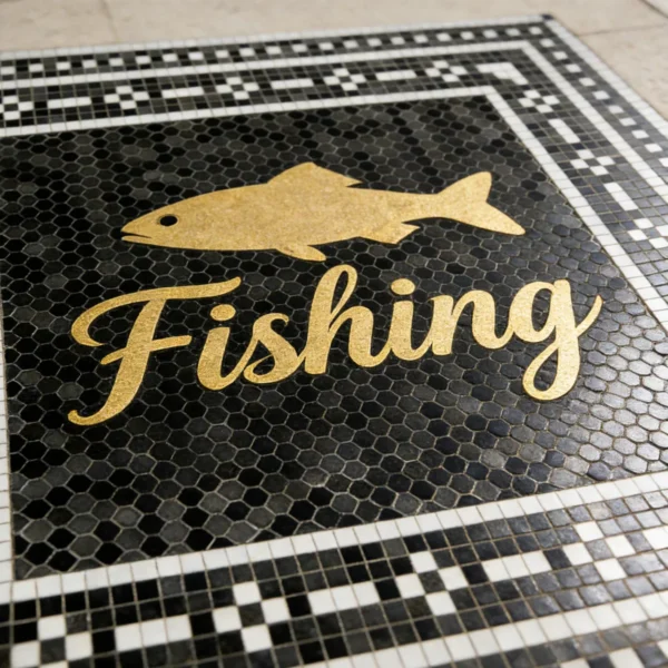 Custom Mosaic Lettering Floor LON Brand Design | BiliTiles