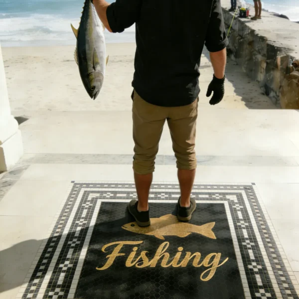 Custom Mosaic Lettering Floor LON Brand Design | BiliTiles