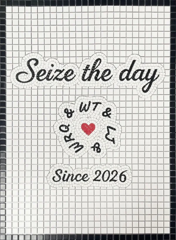 Custom Mosaic Lettering Floor Seize Art Design | BiliTiles