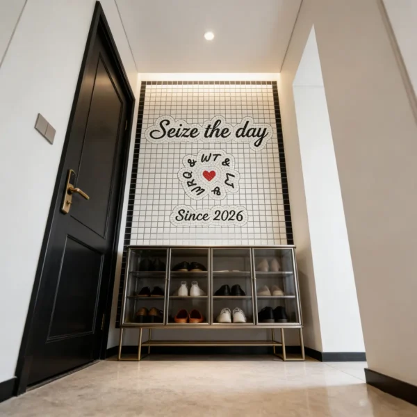 Custom Mosaic Lettering Floor Seize Art Design | BiliTiles