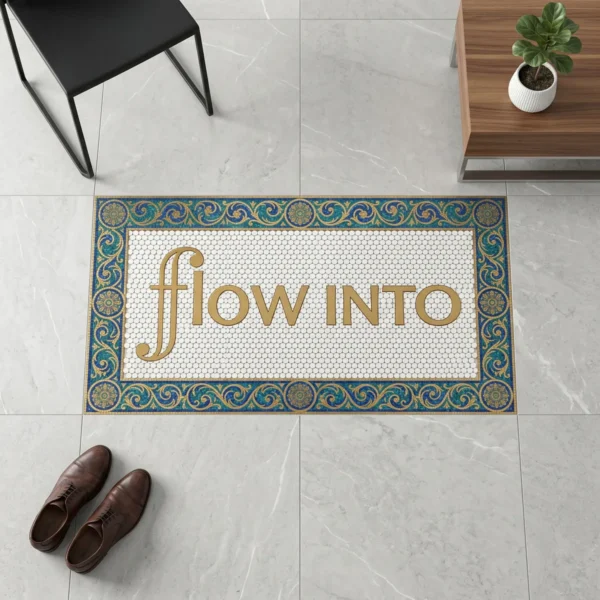 Custom Mosaic Lettering Floor Flow Art Design | BiliTiles