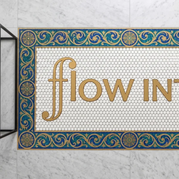 Custom Mosaic Lettering Floor Flow Art Design | BiliTiles