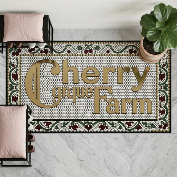 Custom Mosaic Lettering Floor Cherry Blossom Art | BiliTiles