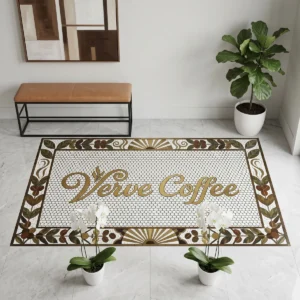 Custom Mosaic Lettering Floor VEIVE Brand Design | BiliTiles