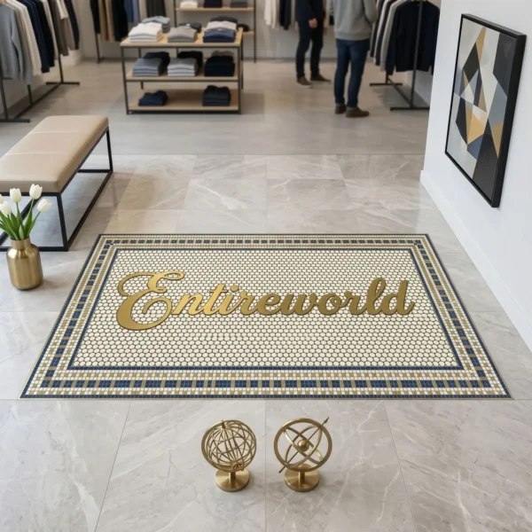 Custom Mosaic Lettering Floor World Map Design | BiliTiles