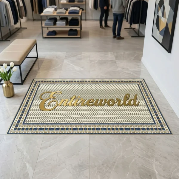 Custom Mosaic Lettering Floor World Map Design | BiliTiles