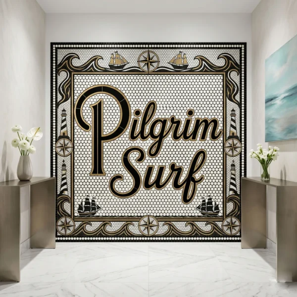 Product 5246 Image 1 Custom Mosaic Lettering Floor Pig Art Design | BiliTiles