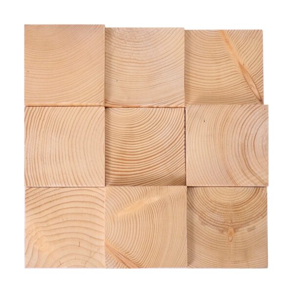 1200-240 3D Square Spruce Wood Mosaic Wall Tile Panel