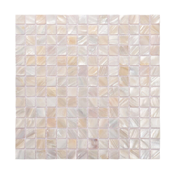 Polished Beige Seashell Square Mosaic Tiles