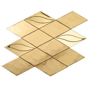 1201-283 3D Golden Diamond Stainless Steel Mosaic Wall Tile