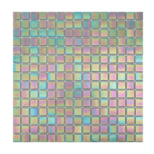 Glossy Iridescent Emerald Green Square Mosaic Pool Tiles