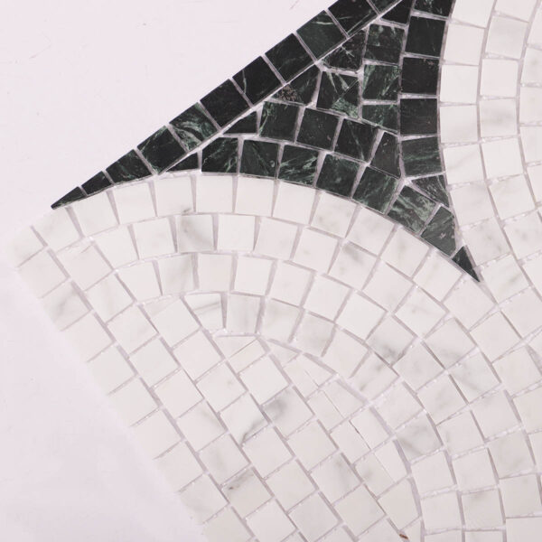1201-329 Polished Green and White Marble Cutting Art Mosaic Tiles