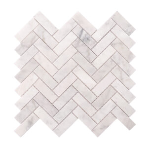 Polished Herringbone Carrara White Marble Mosaic Tiles