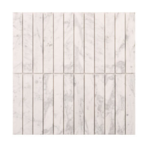 Carrara White Marble Stacked Polished Mosaic Tiles