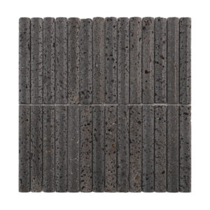 3D Concave Fluted Strip Black Lava Stone Mosaic Tiles