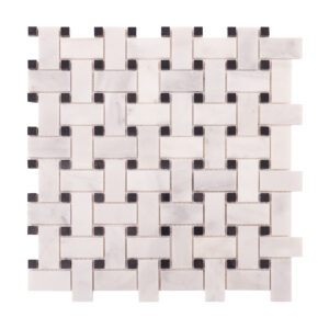 Carrara White Basketweave Marble Mosaic Wall and Floor Tiles