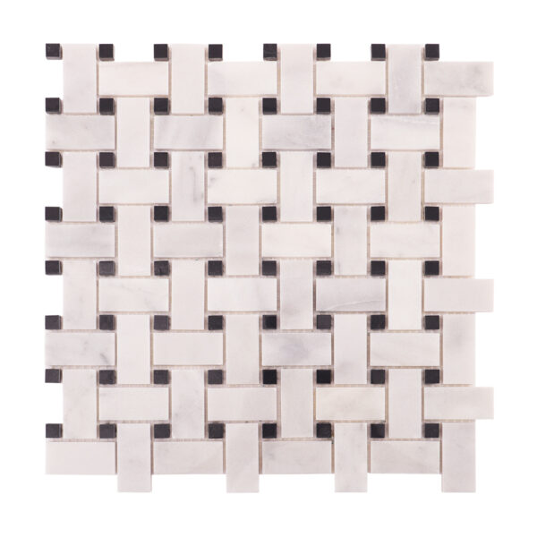 Carrara White Basketweave Marble Mosaic Wall and Floor Tiles