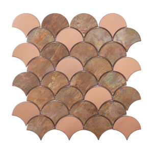 Copper Corrosion Effect Fish Scale Metal Mosaic Tiles