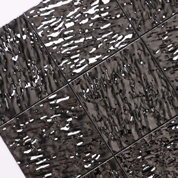 Black Metallic Wavy 3D Stainless Steel Large Mosaic Tiles