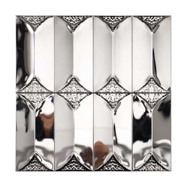 3D Glossy Silver Rectangle Metal Mosaic Tiles for Backsplashes