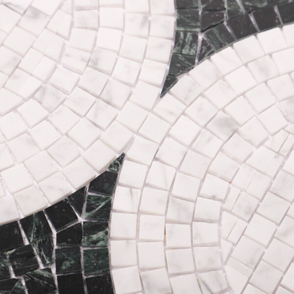 1202-315 Polished Green and White Marble Cutting Art Mosaic Tiles