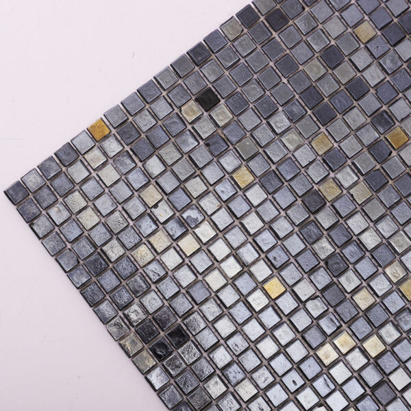 Polished Black Square Glass Mosaic Wall Pool & Floor Tile 10X10mm
