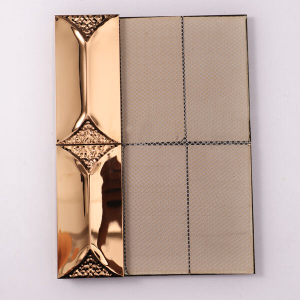 1203-279 Champagne Gold Metal Mosaic Tiles for Hotel Lobby Bar Walls