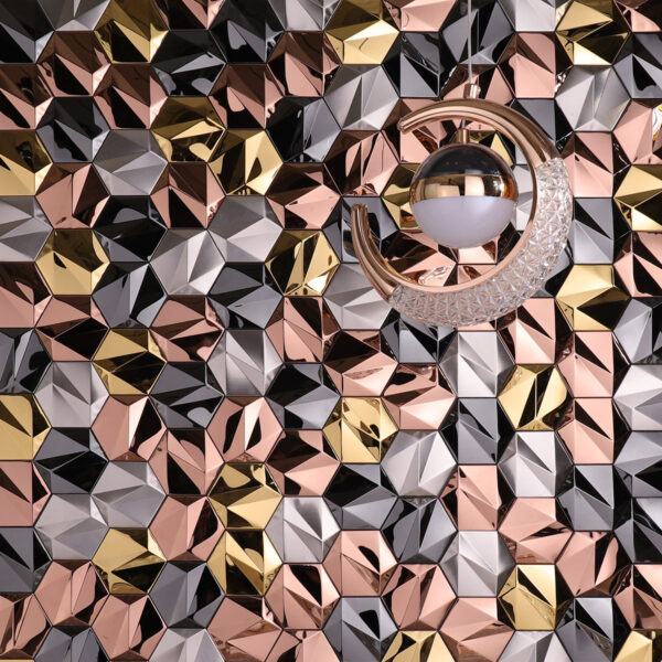 1203-306 3D Hexagon Metal Mosaic Wall Tiles