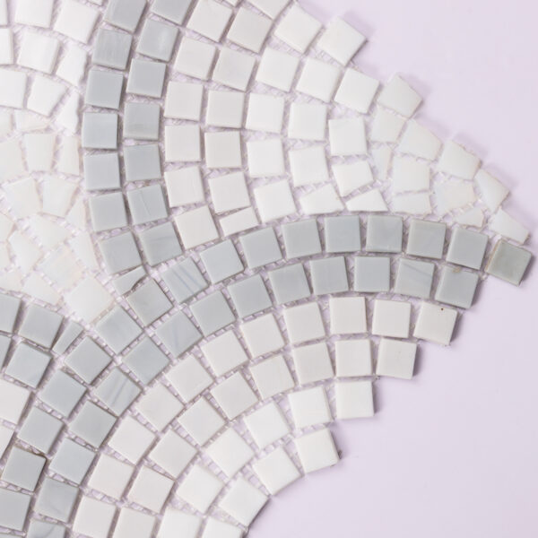 White and Gray Fish Scale Mosaic Tile Art