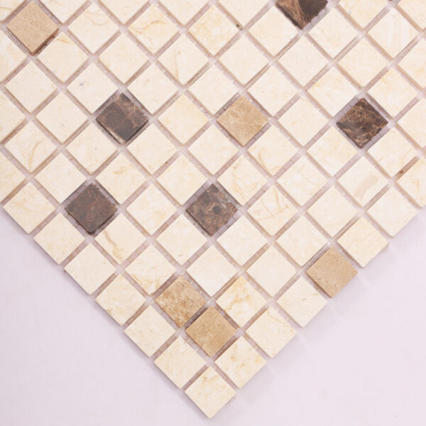 1203-404 Crema Marfil Mixed Emperador Light and Emperador Dark Marble Mosaic Tiles