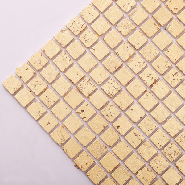 Gold Foil Square Travertine Mosaic Tiles