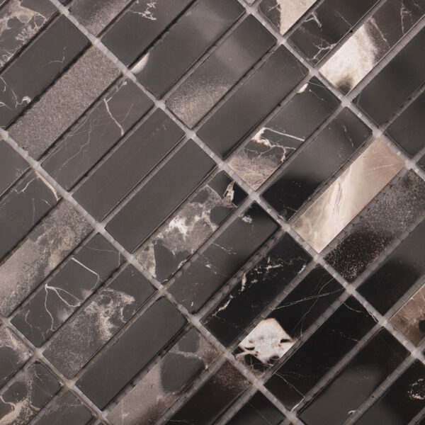 1203-418 Nero Marquina Black Polished Marble Mosaic Tile