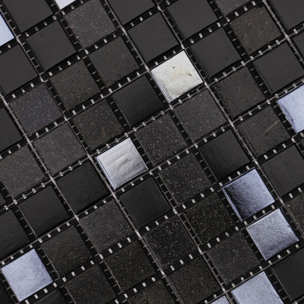 Black Square Glass Mosaic Tiles for Bathroom and Kitchen Backsplashes