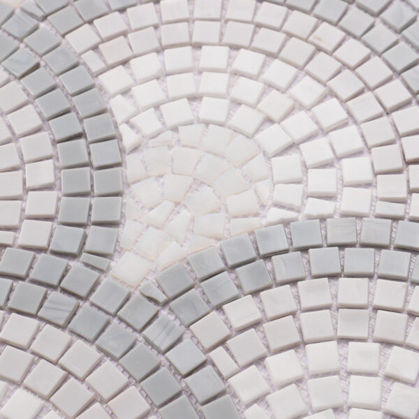 White and Gray Fish Scale Mosaic Tile Art