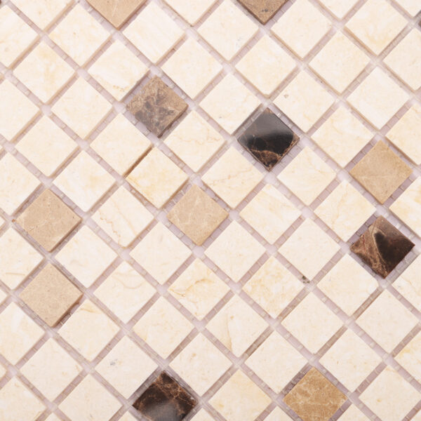 1204-403 Crema Marfil Mixed Emperador Light and Emperador Dark Marble Mosaic Tiles