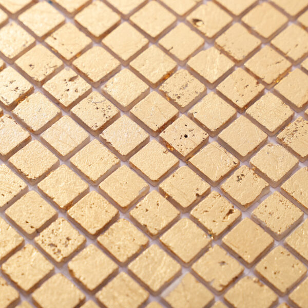 Gold Foil Square Travertine Mosaic Tiles
