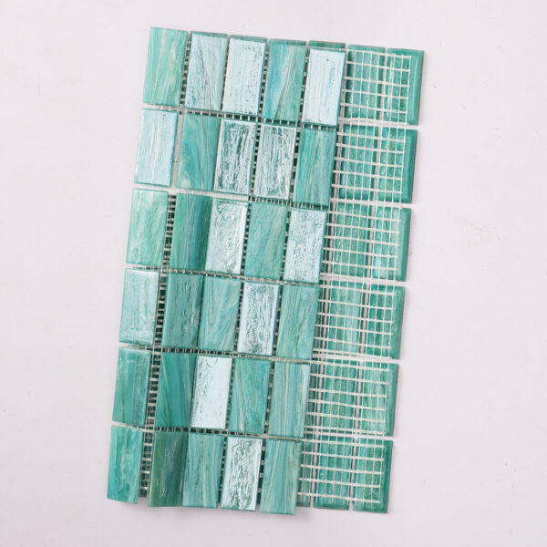 Iridescent Light Green  Rectangle Glass Mosaic  Floor and Wall Tiles