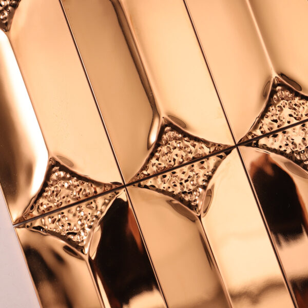 1205-268 Champagne Gold Metal Mosaic Tiles for Hotel Lobby Bar Walls