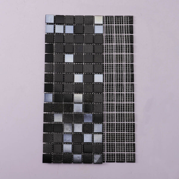 Black Square Glass Mosaic Tiles for Bathroom and Kitchen Backsplashes